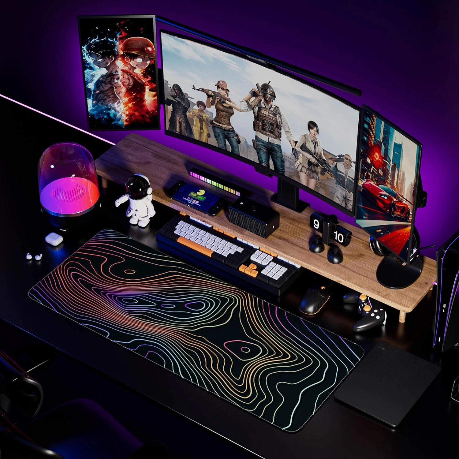 Desk Mat,Large Gaming Mouse Pad 35''×15.6'' XXL Extended Mouse Pad Mat Desk Pad with Non-Slip Base Mousepad for Computer,Office,Keyboard and Laptop - Topographic
