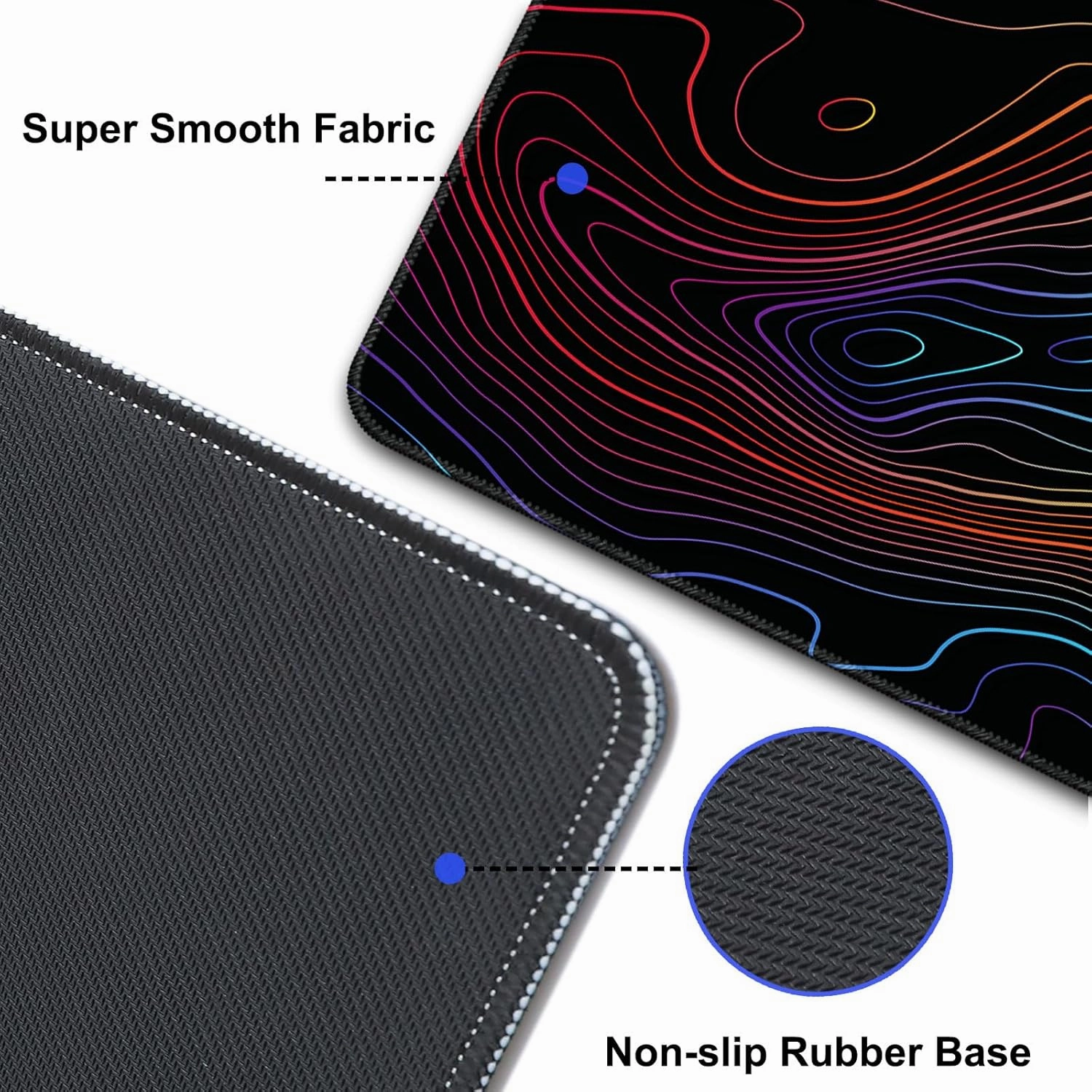 Desk Mat,Large Gaming Mouse Pad 35''×15.6'' XXL Extended Mouse Pad Mat Desk Pad with Non-Slip Base Mousepad for Computer,Office,Keyboard and Laptop - Topographic