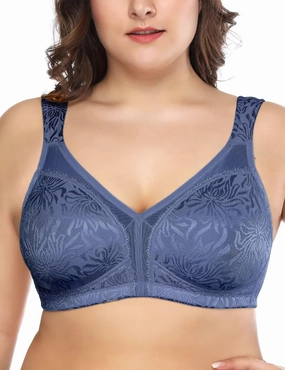 Deyllo Women's Full Coverage Plus Size Comfort Minimizer Bra Wirefree Non Padded