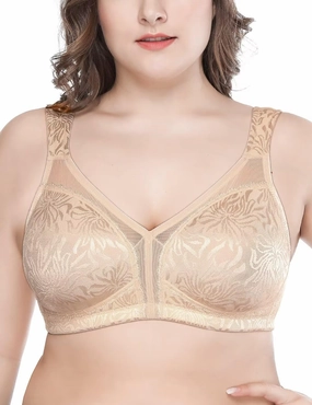 Deyllo Women's Full Coverage Plus Size Comfort Minimizer Bra Wirefree Non Padded