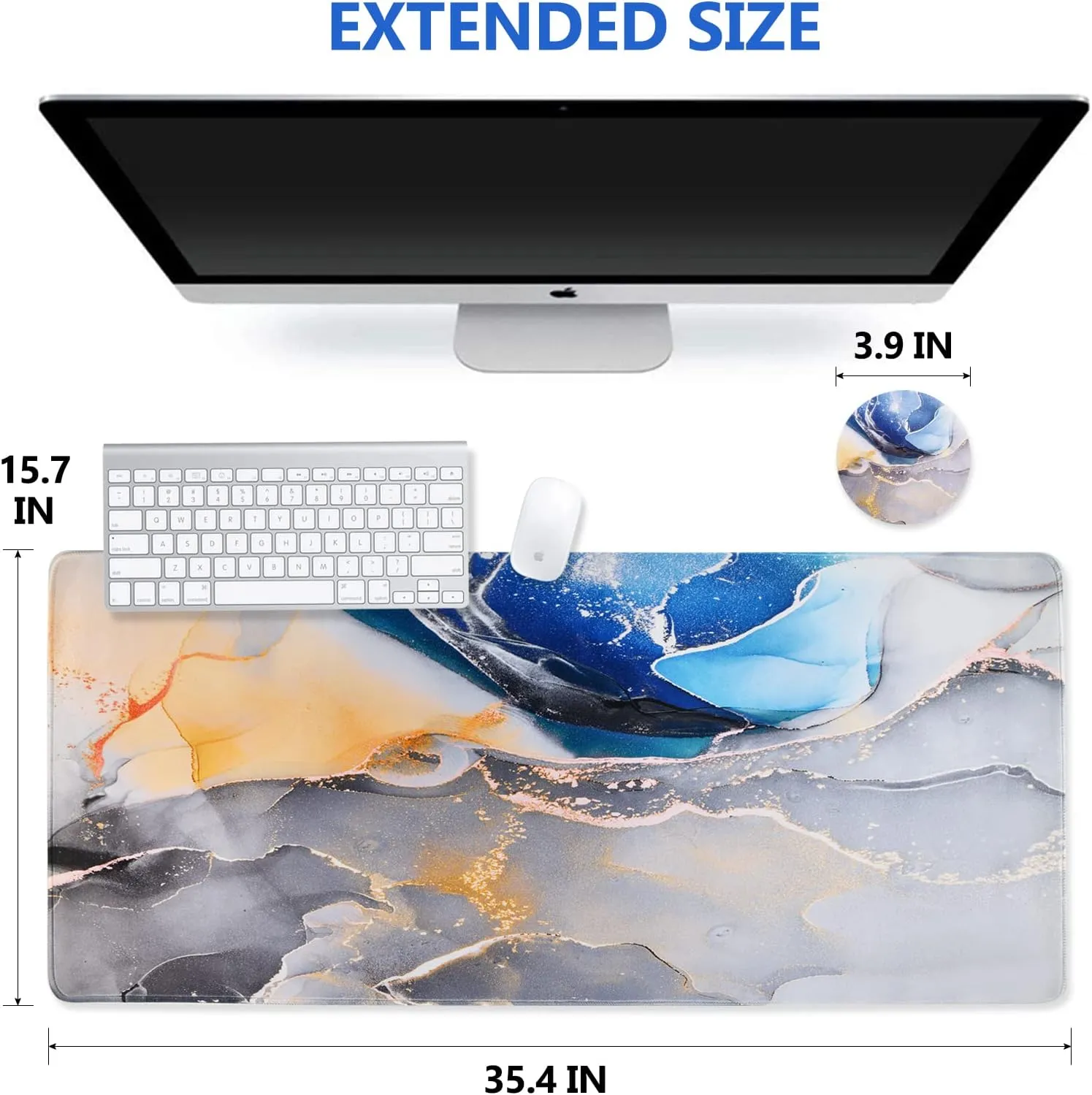 DINKY Inspirational Quote Mouse Pad, Stable Non-Slip Rubber Base Mousepads, Large Mouse Mat with Stitched Edge, Keyboard Mouse Mat Desk Pad for Office, Home(Marble)