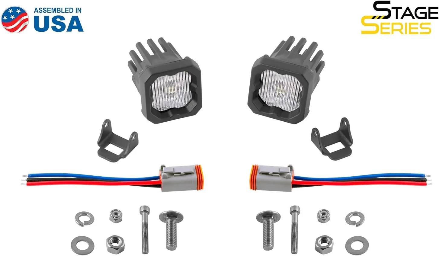 Diode Dynamics SSC1 White SAE/DOT Fog Standard LED Pod (pair), SAE Fog w/Amber Backlight