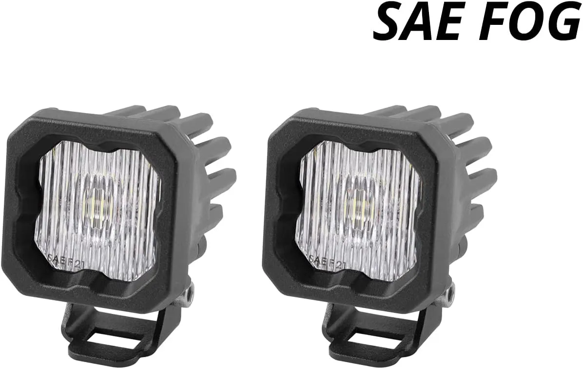 Diode Dynamics SSC1 White SAE/DOT Fog Standard LED Pod (pair), SAE Fog w/Amber Backlight