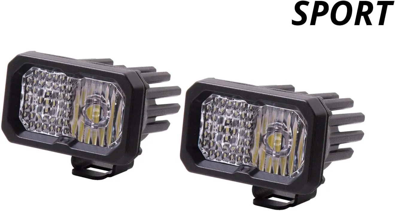 Diode Dynamics SSC2 SAE/DOT White Sport Standard LED Pod (pair), Flood w/Amber Backlight