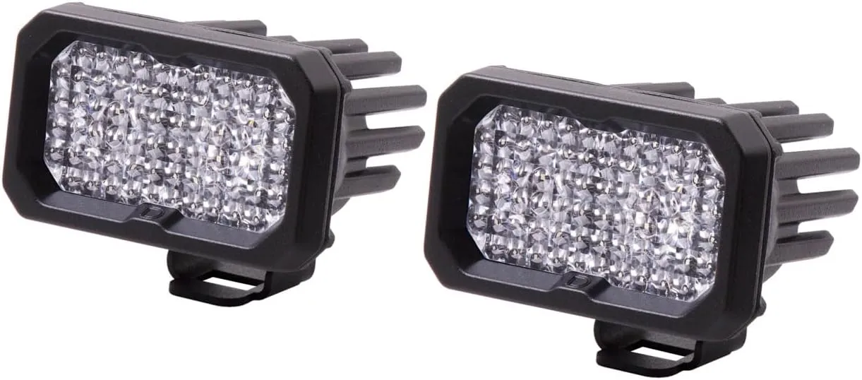 Diode Dynamics SSC2 SAE/DOT White Sport Standard LED Pod (pair), Flood w/Amber Backlight