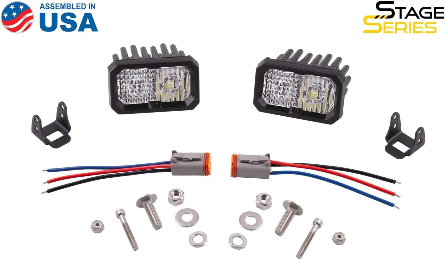 Diode Dynamics SSC2 SAE/DOT White Sport Standard LED Pod (pair), Flood w/Amber Backlight
