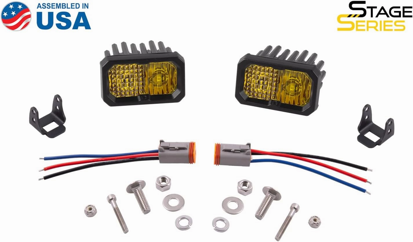 Diode Dynamics SSC2 SAE Yellow Sport Standard LED Pod (pair), Spot w/Amber Backlight