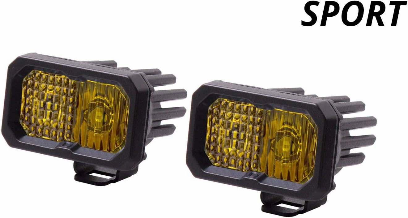 Diode Dynamics SSC2 SAE Yellow Sport Standard LED Pod (pair), Spot w/Amber Backlight