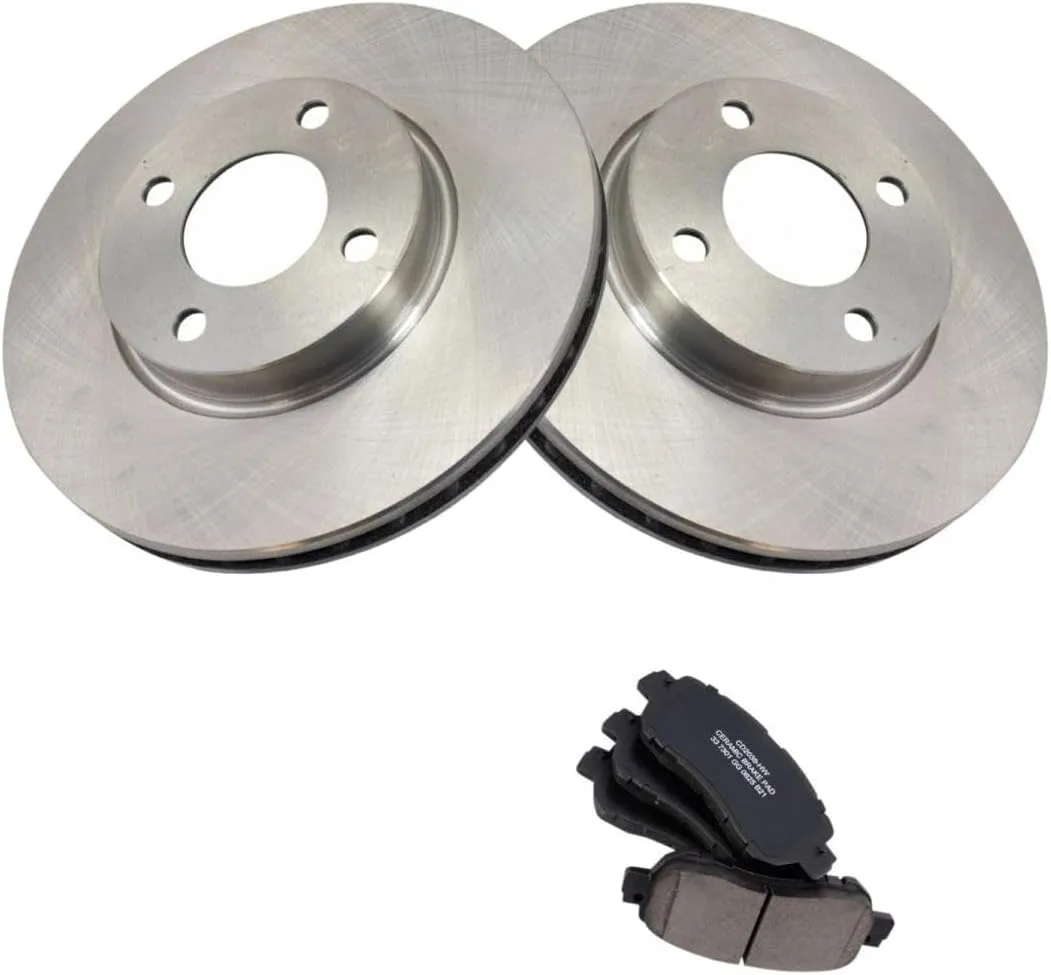 Disc Brake Rotor and Pad Set Kit Front Side Posi Ceramic Smooth for for Kicks 1.6L 2018-2019 4 Lug-Wheel Lug Count BKA19754 982407,Fit Testing