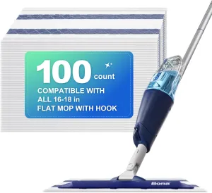 Disposable Mop Replacement Pad Compatible with Bona, Microfiber Cleaneing Pads for All 16-18'' Hook System Flat Mop, Heavy-Duty Sweeping Cleaner Pads for Multi-Surface Hardwood