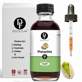 Dolce Flav Pistachio Extract 2 oz – Kosher, Sugar-Free, Concentrated Nutty Pistachio Flavor for Baking, Ice Cream & Pastries, Includes Measured Dropper