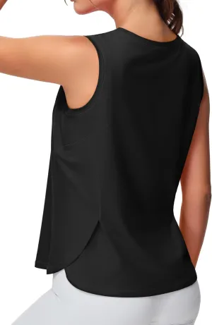 Dragon Fit Lightweight Workout Tank Tops for Women Sleeveless Yoga Shirts Side Split Loose Fit Athletic Tops with Curved Hem