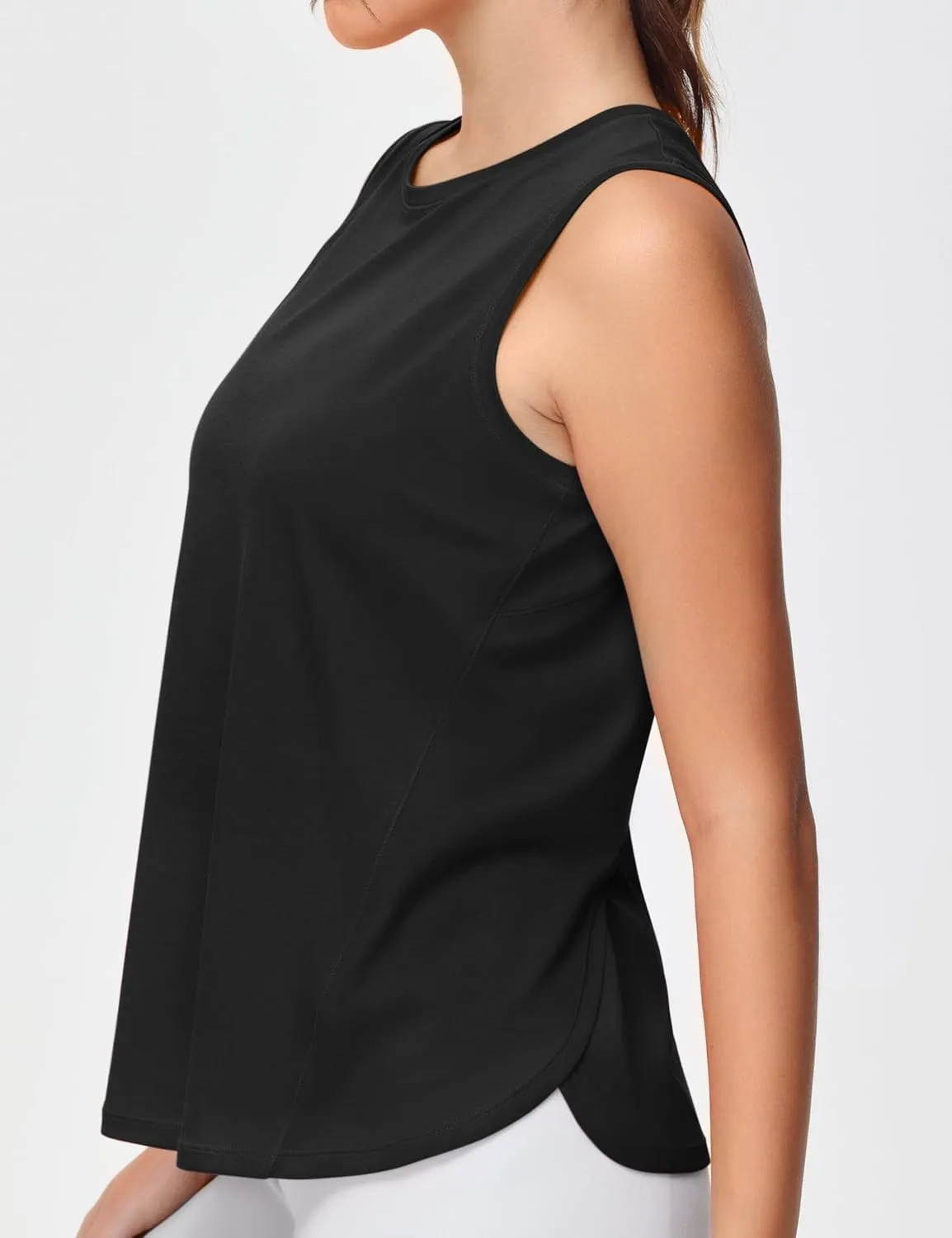 Dragon Fit Lightweight Workout Tank Tops for Women Sleeveless Yoga Shirts Side Split Loose Fit Athletic Tops with Curved Hem