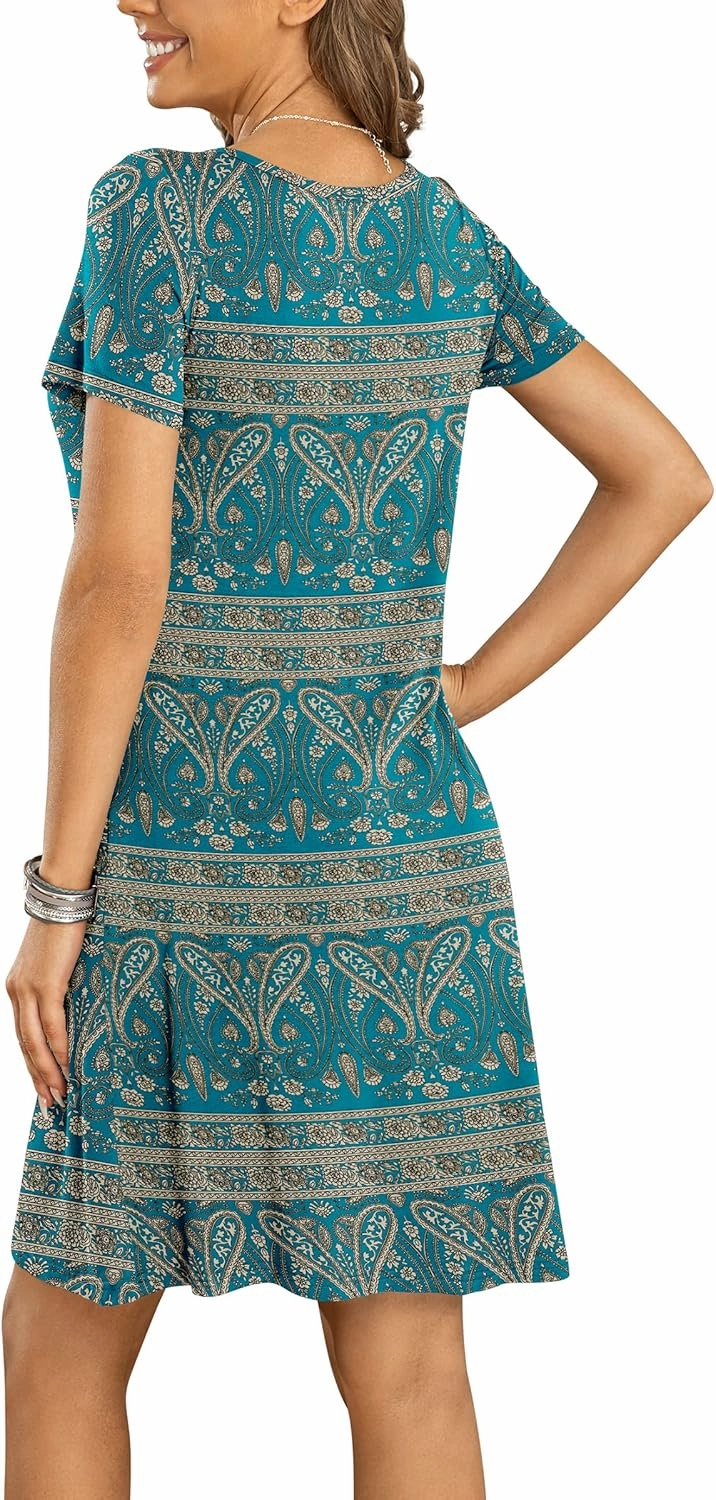 DUSDIMON Women's Summer Casual Tshirt Dresses Short Sleeve Cover ups Beach Loose Dress