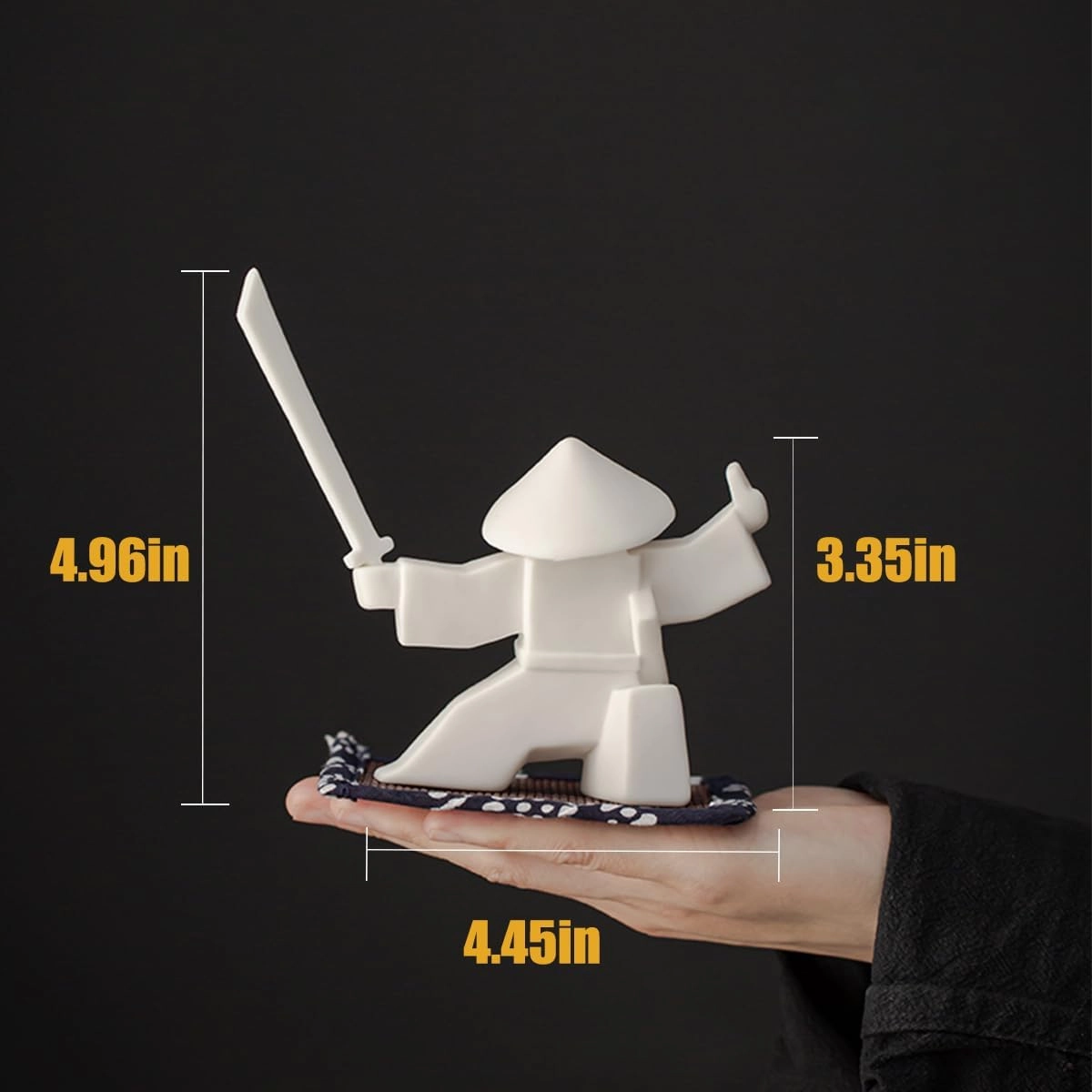 EAEMDY Samurai Figure Figurine Japanese Warrior Statue Decor for Table Room, Incense Holder for Stick Burner Incense Stick Holder, Kongfu Tea Pet Decoration (1.White B C)