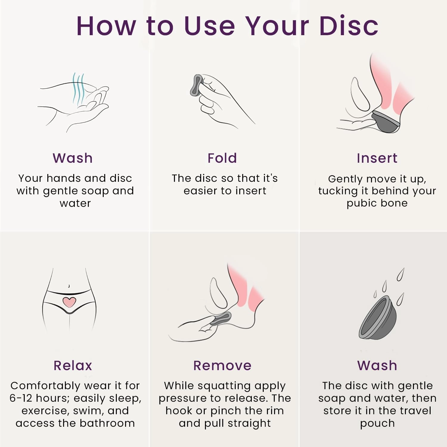 Ecoblossom Reusable Menstrual Disc - Menstrual Cup - Soft Period Disc for Women Designed with Flexible, Medical-Grade Silicone Period Cup (Black)