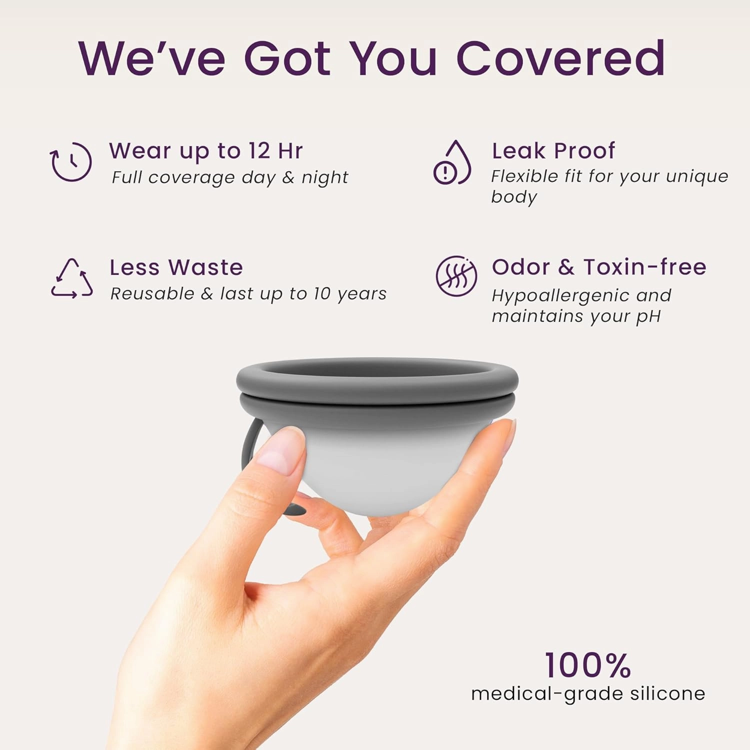 Ecoblossom Reusable Menstrual Disc - Menstrual Cup - Soft Period Disc for Women Designed with Flexible, Medical-Grade Silicone Period Cup (Black)