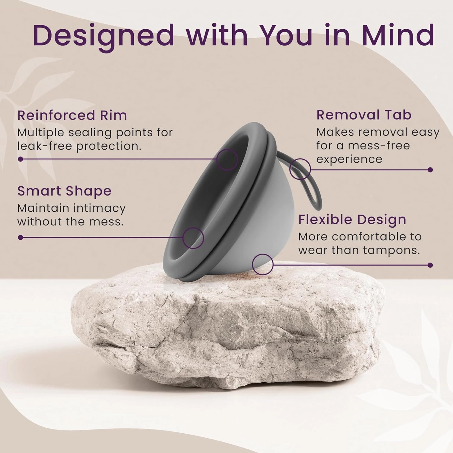Ecoblossom Reusable Menstrual Disc - Menstrual Cup - Soft Period Disc for Women Designed with Flexible, Medical-Grade Silicone Period Cup (Black)