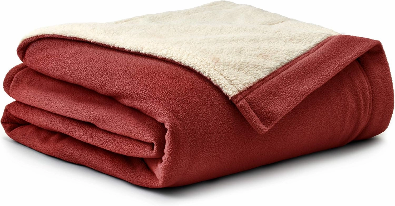 Eddie Bauer - Full Heated Blanket, Soft Fleece Electric Blanket with Sherpa Reverse, Warm Bedding with Low-Voltage Technology (Redwood, Full)