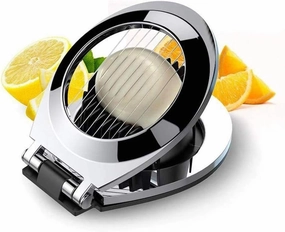 Egg Slicer, Stainless Steel 2 in 1 Heavy Slices Wedges, Hard Boiled Eggs Cutter, Multifunction Kitchen Fruit Slicing Strawberry Cheese Vegetable, Cooking Tools Gifts,Silver