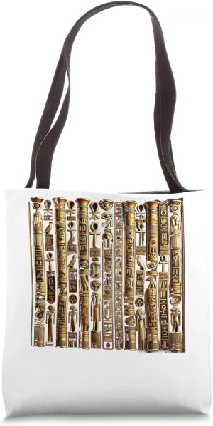Egypt Gold Hieroglyph Script Symbolic Temple Design Tote Bag