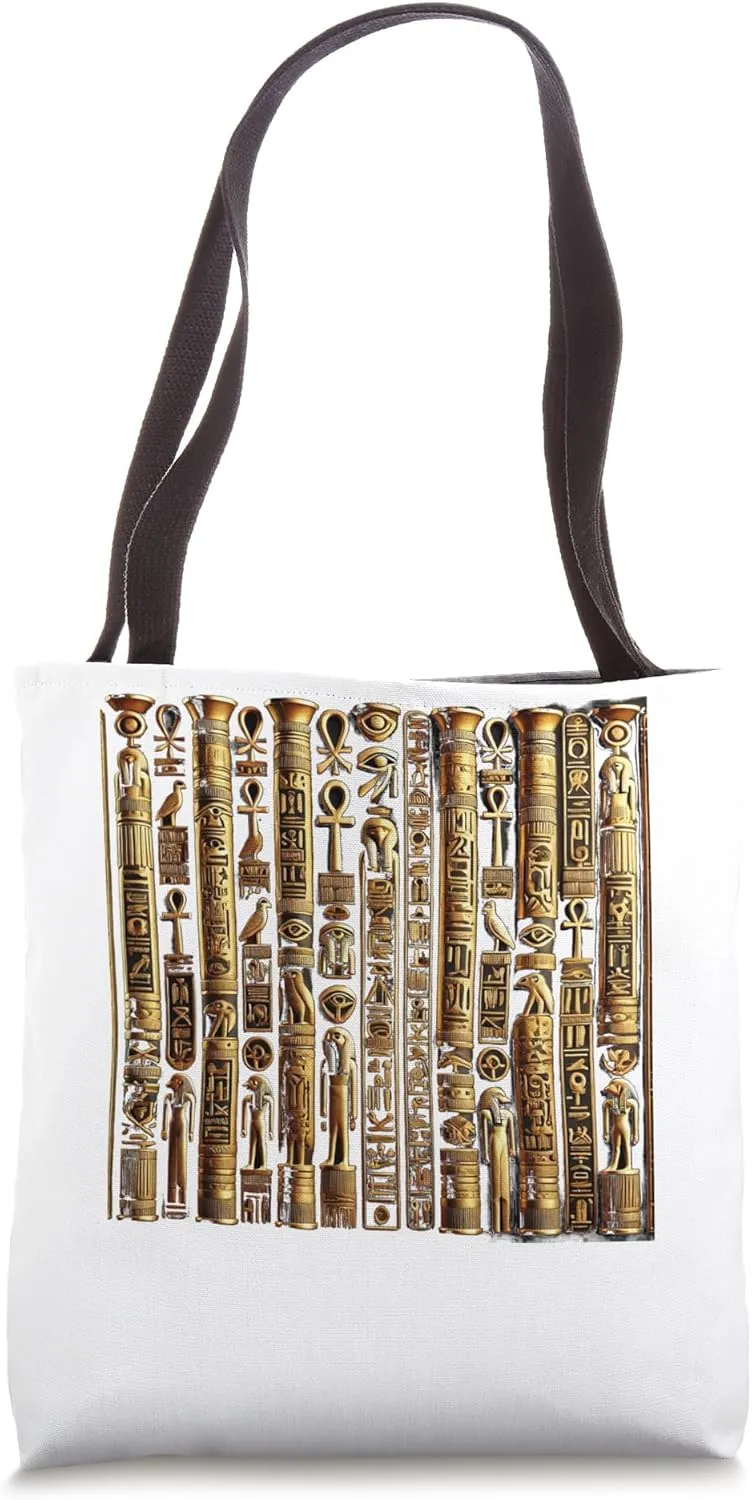 Egypt Gold Hieroglyph Script Symbolic Temple Design Tote Bag