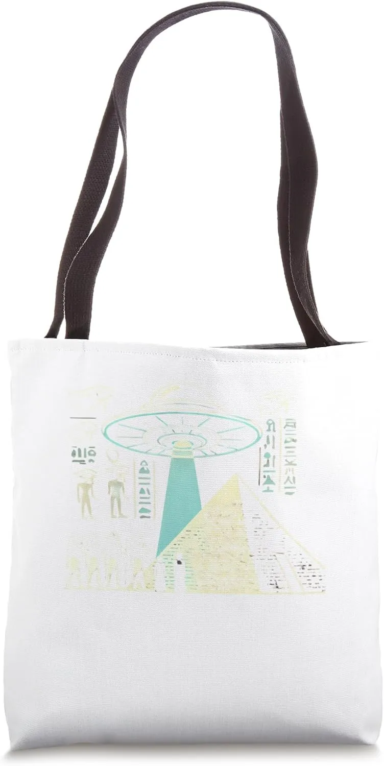 Egypt: UFO Hovering Over Pyramid With Mystical Glow Tote Bag