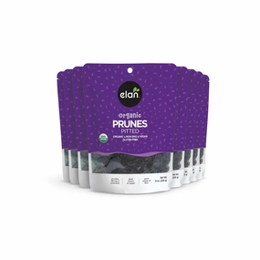 Elan Organic Pitted Prunes, Natural Dried Fruit, No Sugar Added, Sulphite-free, Non-GMO, Vegan, Gluten-Free, Kosher, Healthy Snack, Dried Plums, 8 pack of 7.9 oz