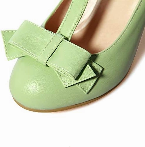 Elbslutt Women's Cute Retro Rockabilly Shoes T Strap Mary Janes Heels Chunky Cosplay Shoes Sweet Block Heeled Bow Pumps