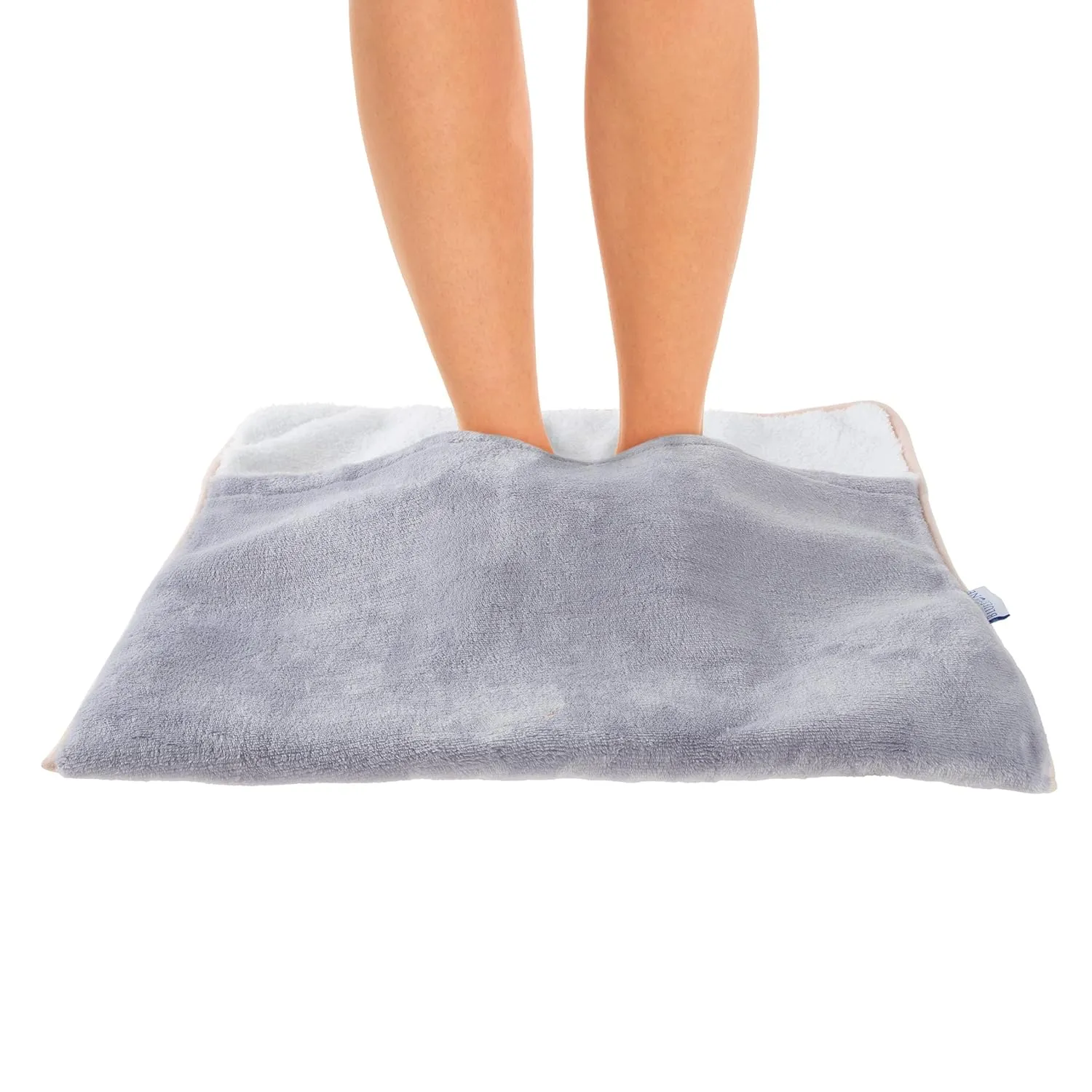 Electric Foot Warmer - Heating Pad with 3 Settings, Auto Shut-Off, and Detachable Cord - Soft Plush with Fuzzy Interior by Bluestone (Gray)