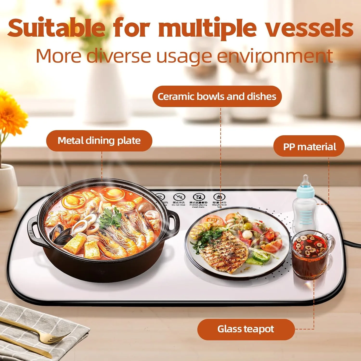 Electric Warming Tray,Food Warming Mat,Graphene Heating Film Food Warmers for Parties, Heating Fastly in 10s, Portable Design Warming Mat for Food,Warming Trays for Buffets Party,3Pack