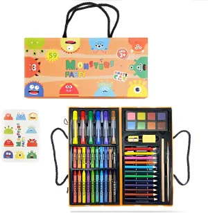 Ellniges]Professional 184-Piece Kids Art Kit: Dual-Tip Crayons & Washable Markers - Design Drawing Set for Ages 5-12, Birthday/Christmas for Girls & Boys