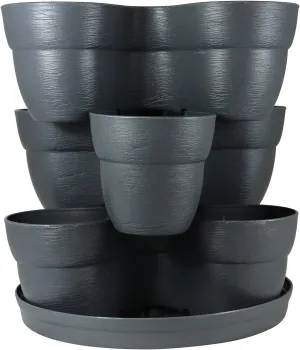 Emsco Group Bloomers Stackable Flower Tower Planter – Holds up to 9 Plants – Great Both Indoors and Outdoors – Slate
