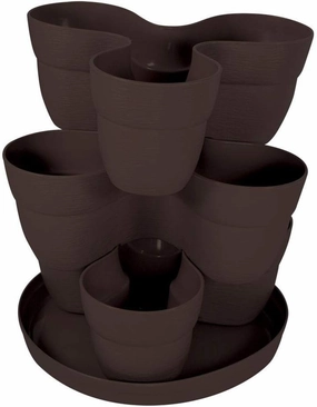 EMSCO Bloomers Stackable Flower Tower Planter – Holds up to 9 Plants – Great Both Indoors and Outdoors – Earth Brown