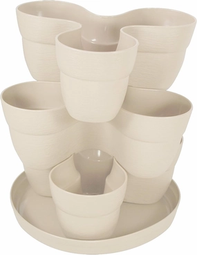 EMSCO Bloomers Stackable Flower Tower Planter – Holds up to 9 Plants – Great Both Indoors and Outdoors – White