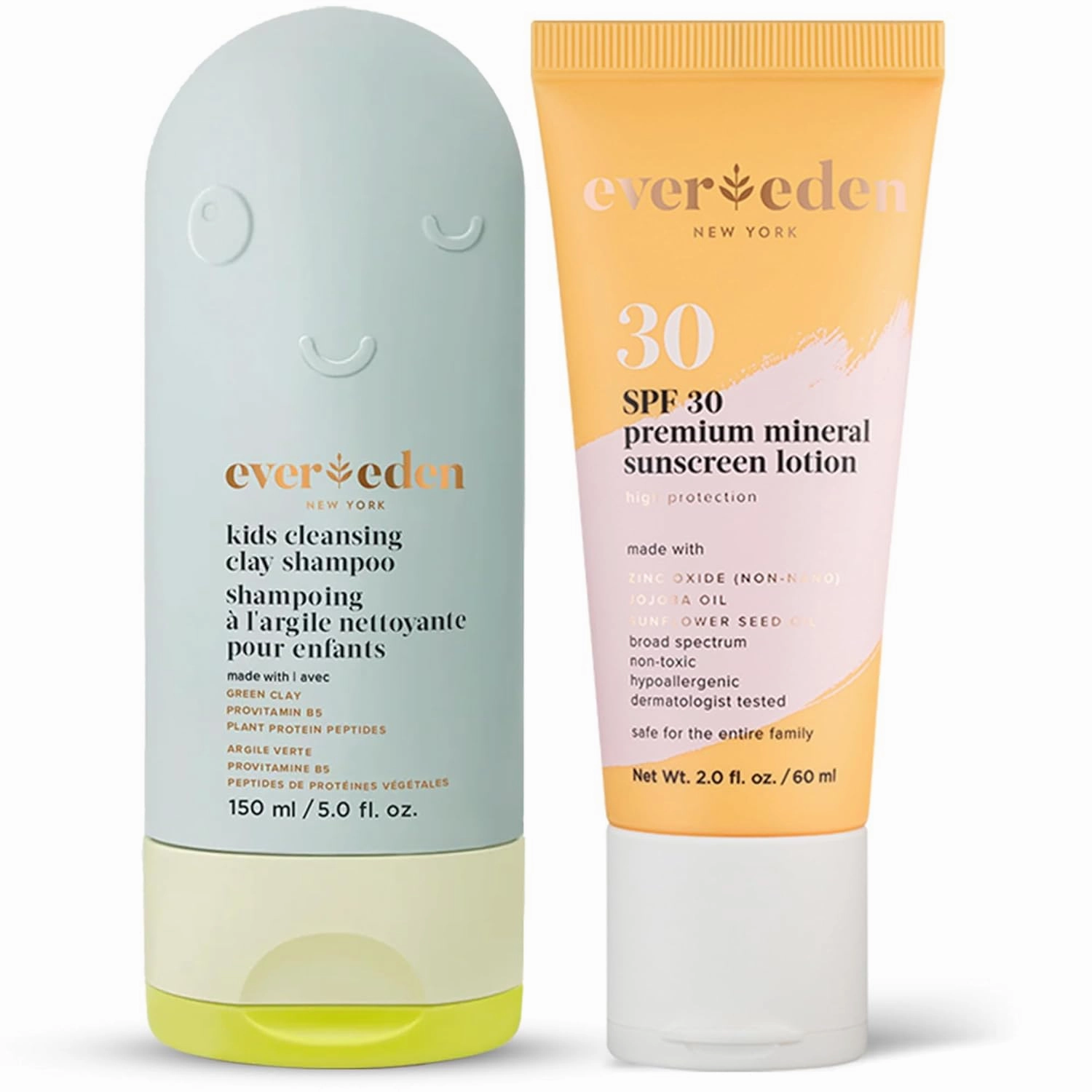 Evereden Kids After Swim Shampoo & Sunscreen SPF 30 - Detoxifies Hair & Scalp from Chlorine, Dirt, and Sweat - SPF 30 Mineral Sunscreen - UVA/UVB Protection, Non-Toxic, Water-Resistant for Active Kids