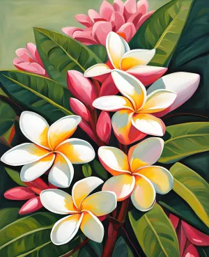 Exotic Flowers Collection (58) - Plumeria Flowers - Van-Go Paint-by-Number Kit 50x65cm DIY frame