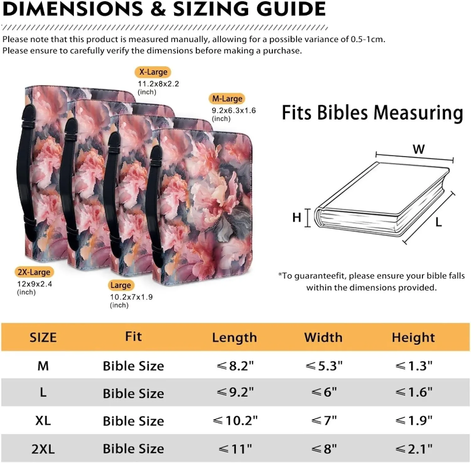 Extra Large Bible Cover Case for Women Men Book Covers for Hard Cover Leather Book Cover