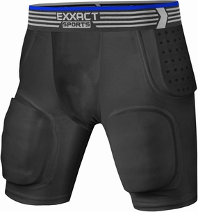 Exxact Sports Rebel 5-Pad Youth Football Girdle with Cup Pocket, Lightweight Padded Compression Shorts with Integrated Hip, Thigh, Tailbone Pads, Boys Girdle Football