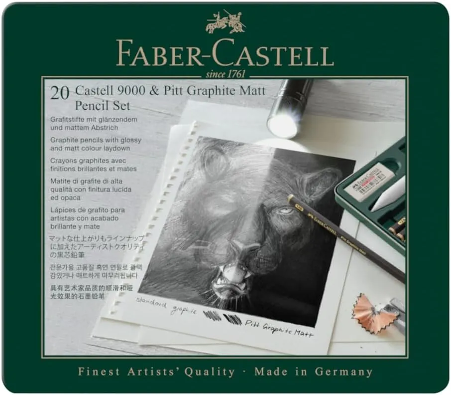 Faber-Castell Castell 9000 and Pitt Graphite Matte Pencil Set of 20 (FC115224)