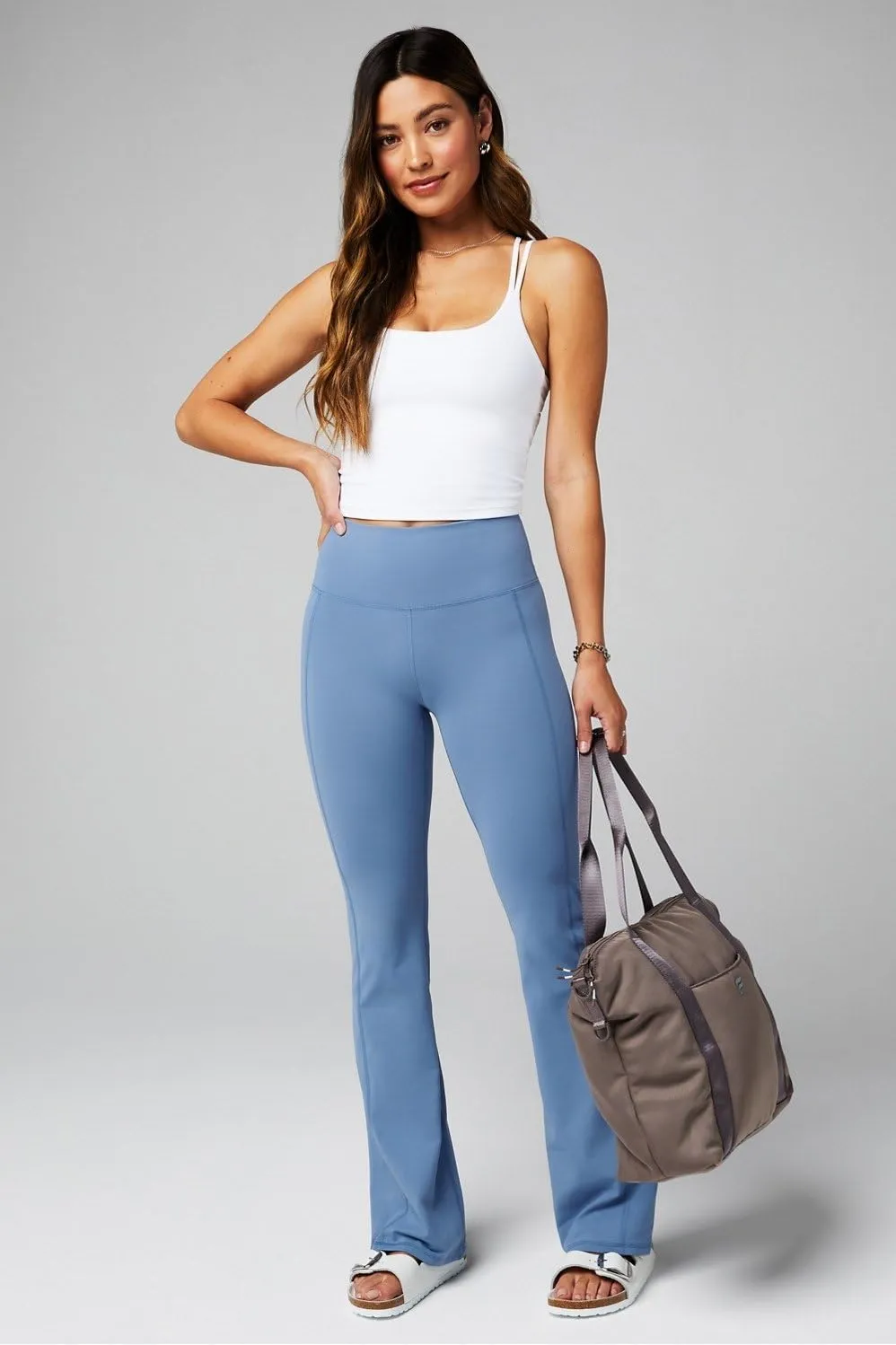 Fabletics Women's Oasis Pureluxe High-Waisted Kick Flare, Light Compression, Buttery Soft