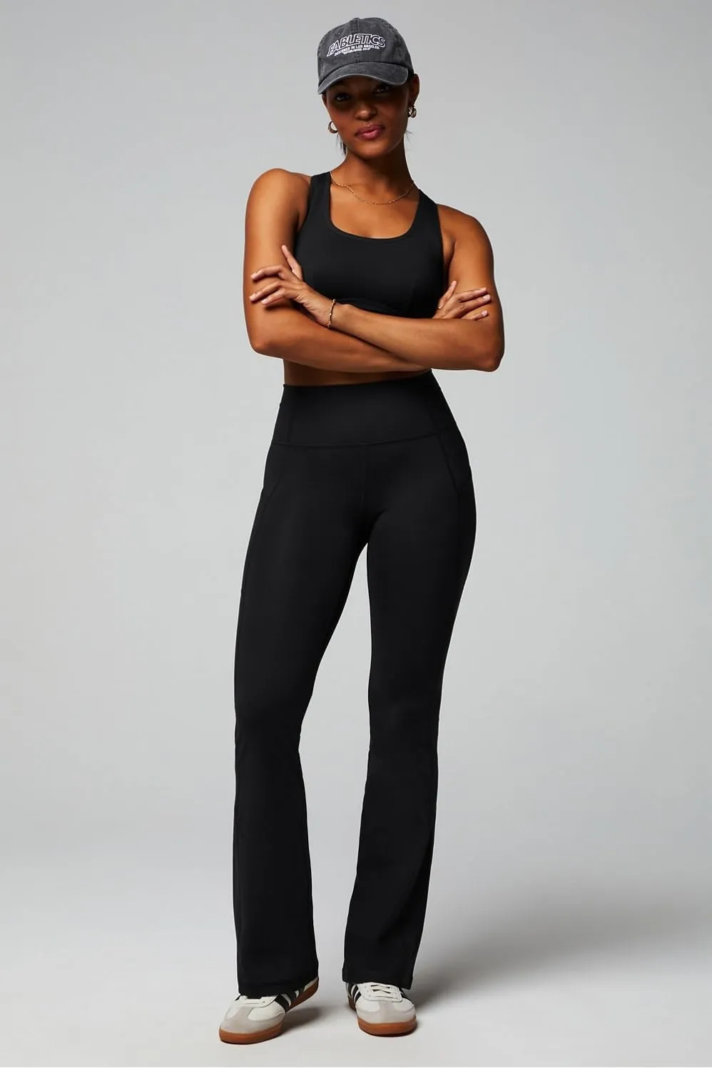 Fabletics Women's Oasis Pureluxe High-Waisted Kick Flare, Light Compression, Buttery Soft