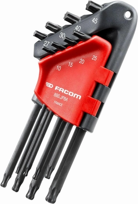 Facom - Set of 8 Torx and Resistorx Allen Keys in Case – 89S.JP8A – Suitable for Professional Use – Durable Quality Material – Quick Selection of Dimensions