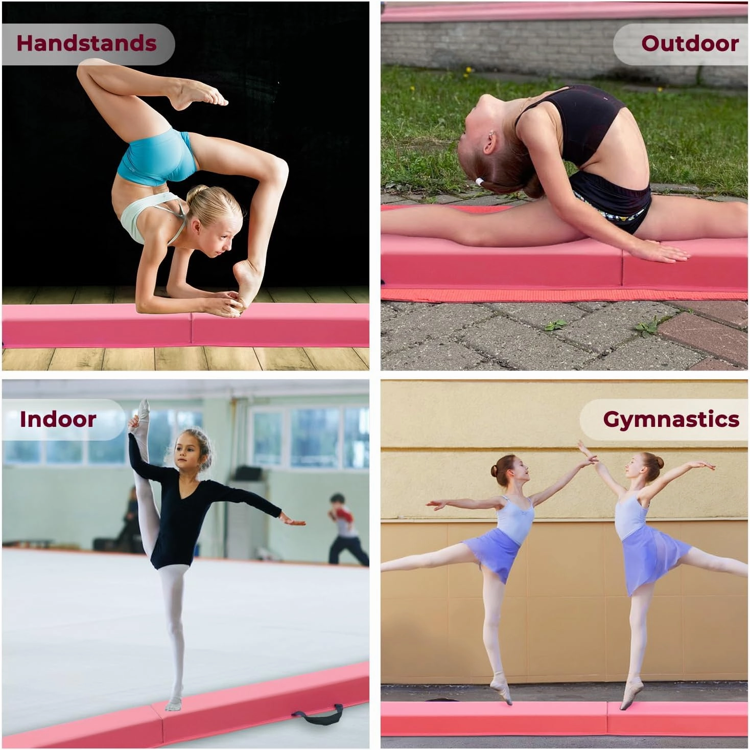 FBSPORT 8/10ft Balance Beam: Folding Floor Gymnastics Equipment PU Leather for Kids Adults,Non Slip Rubber Base, Gymnastics Beam for Training, Practice, Professional Home Training