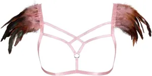 Feathers Epaulets Women's Body Harness Bra Lingerie cage Punk Chest Strap Festival Rave Plus Size