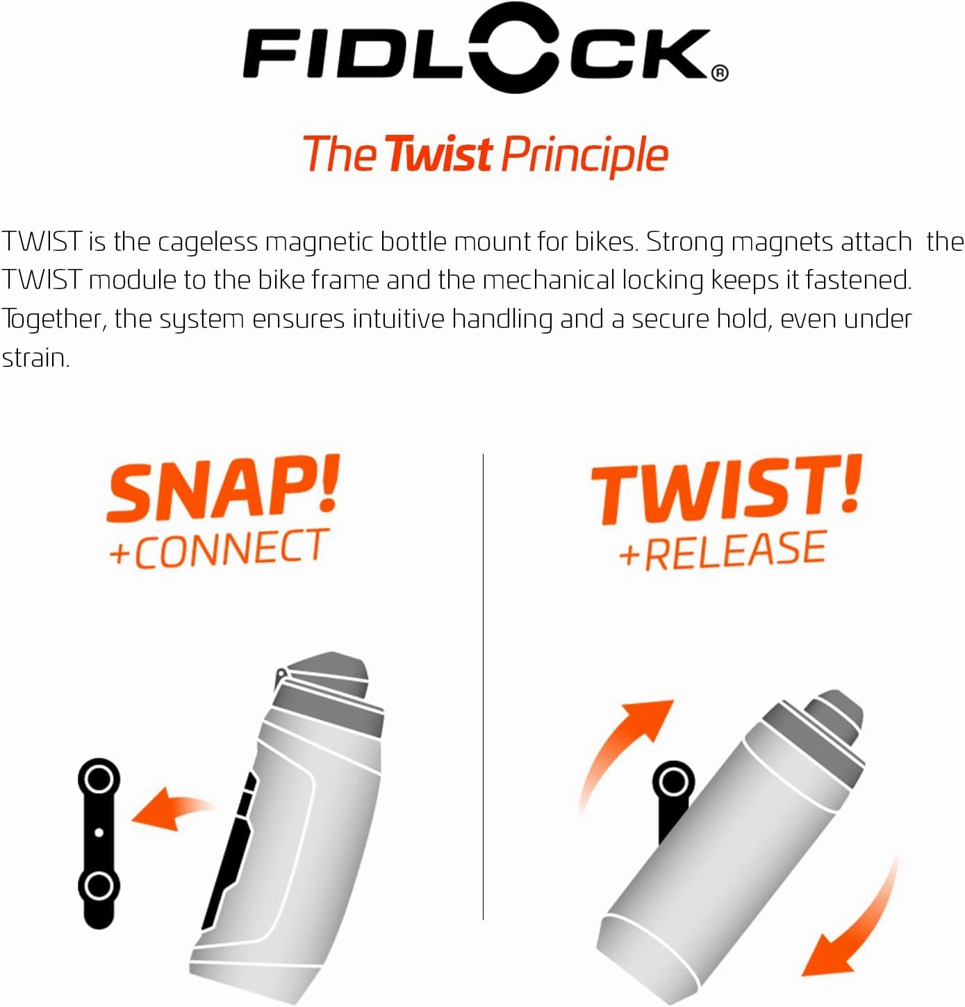 FIDLOCK Twist Replacement Bottle 590ml/20oz | Includes Twist Bottle Only (Twist Base Not Included) | Black