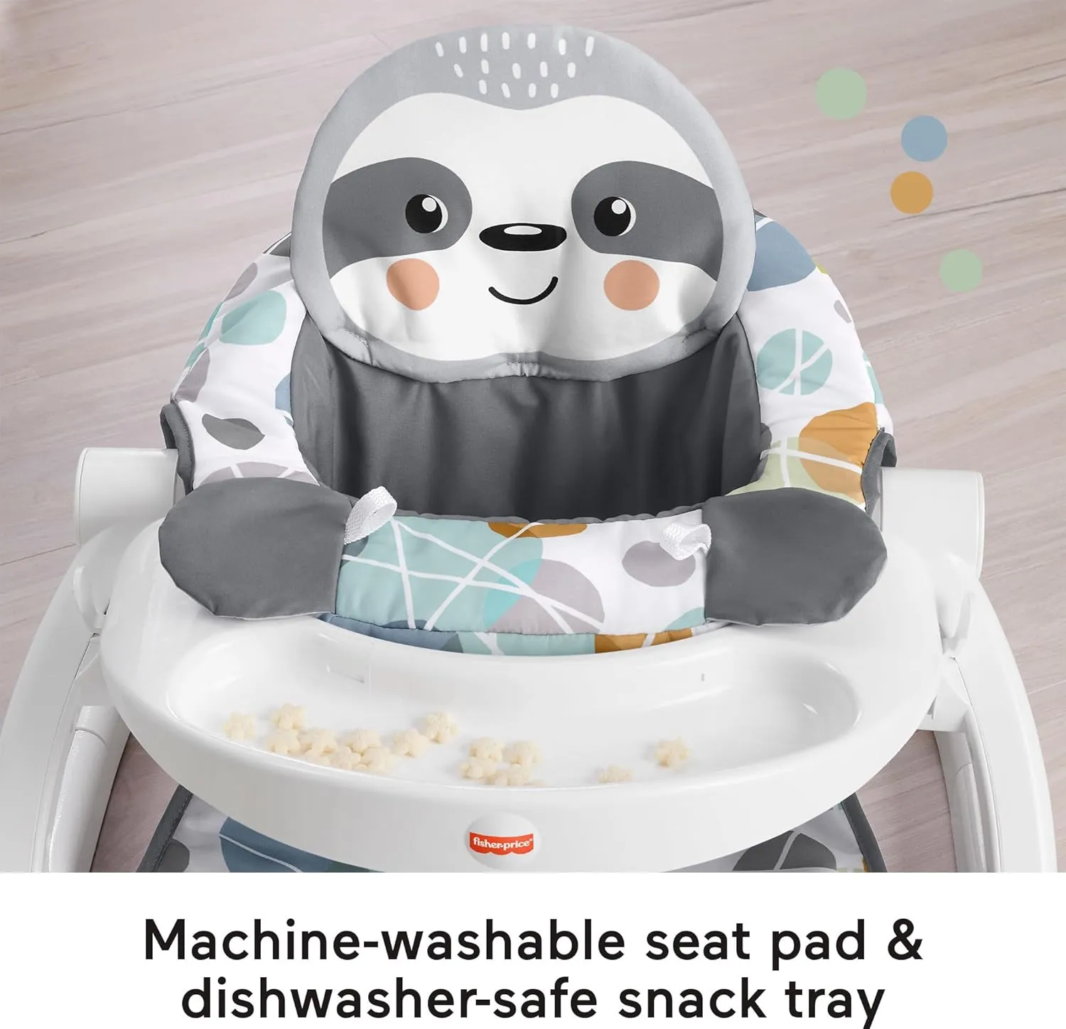 Fisher-Price Portable Baby Chair Sit-Me-Up Floor Seat with Snack Tray, Developmental Toys & Washable Seat Pad, Cute Sloth