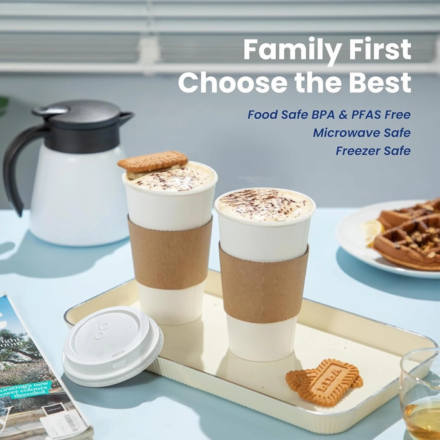 Fit Meal Prep 100 Pack 12 oz Disposable Coffee Cups with Lids, Sleeves, Leak-Proof To Go Coffee Cups with Lids, Durable Hot Paper Cups for Home, Office, Party, Business