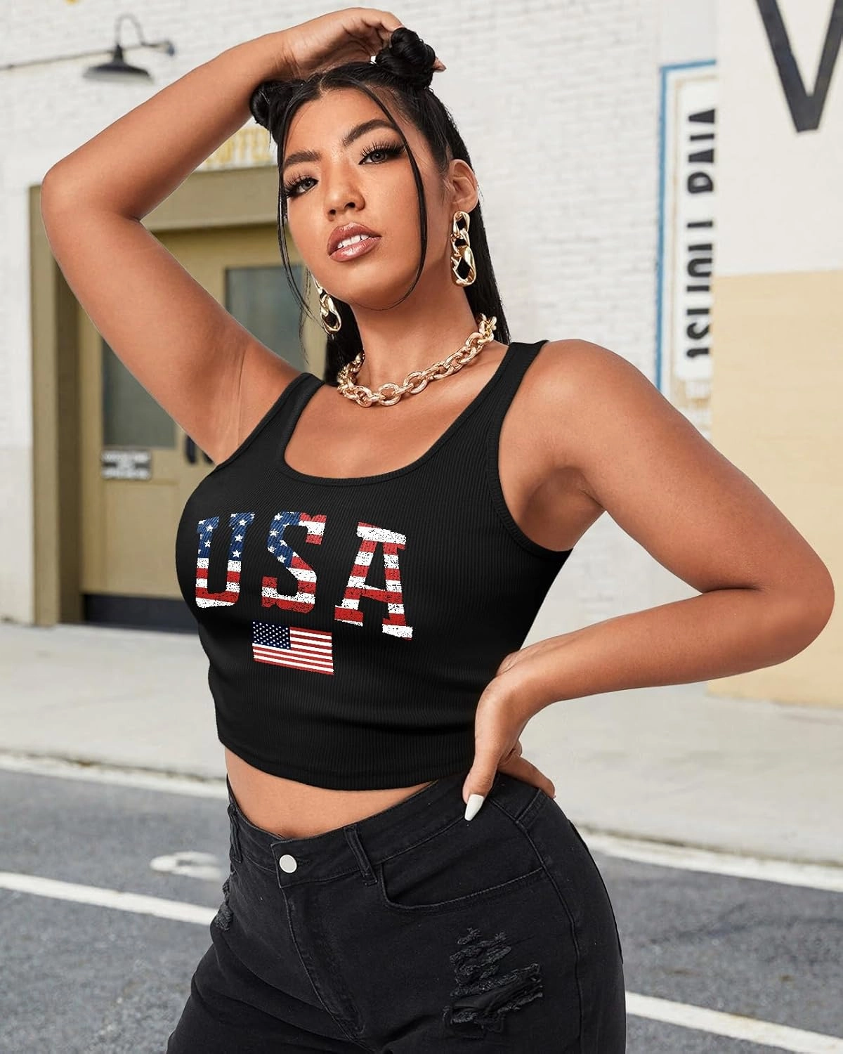 Flafens Crop Tops for Women Summer Tank Tops - Cute Ribbed U Neck Graphic Sleeveless T Shirts Yoga Gym Short Tanktops