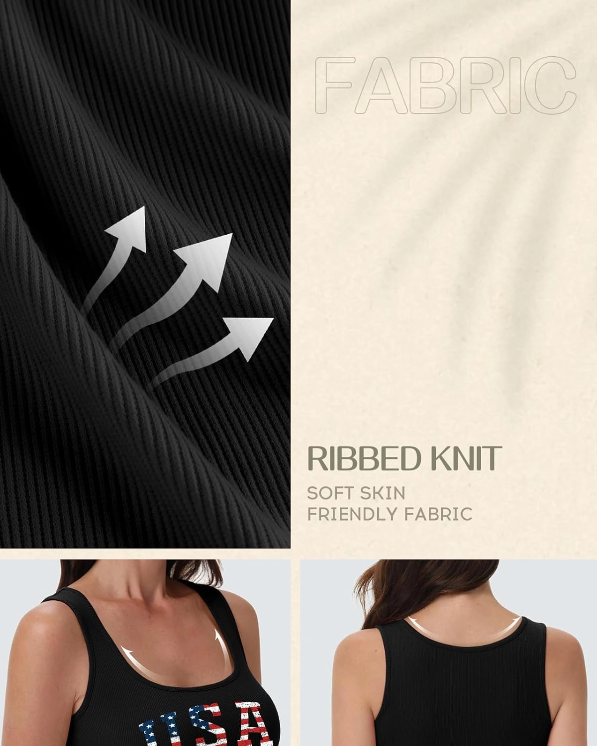 Flafens Crop Tops for Women Summer Tank Tops - Cute Ribbed U Neck Graphic Sleeveless T Shirts Yoga Gym Short Tanktops